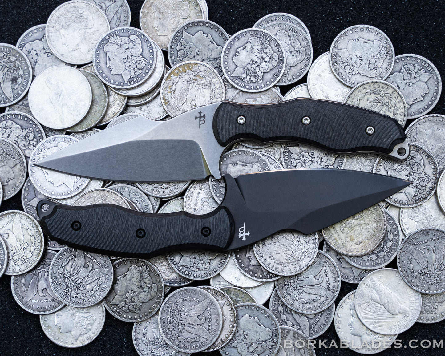 SB1 Fixed Blade Knife 4" Stonewash Blade w/ Carbon Fiber Handle