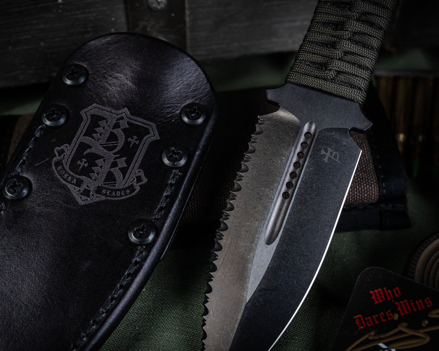Borka Blades SBD DLC 4.4" Fixed Blade w/ Green Handles