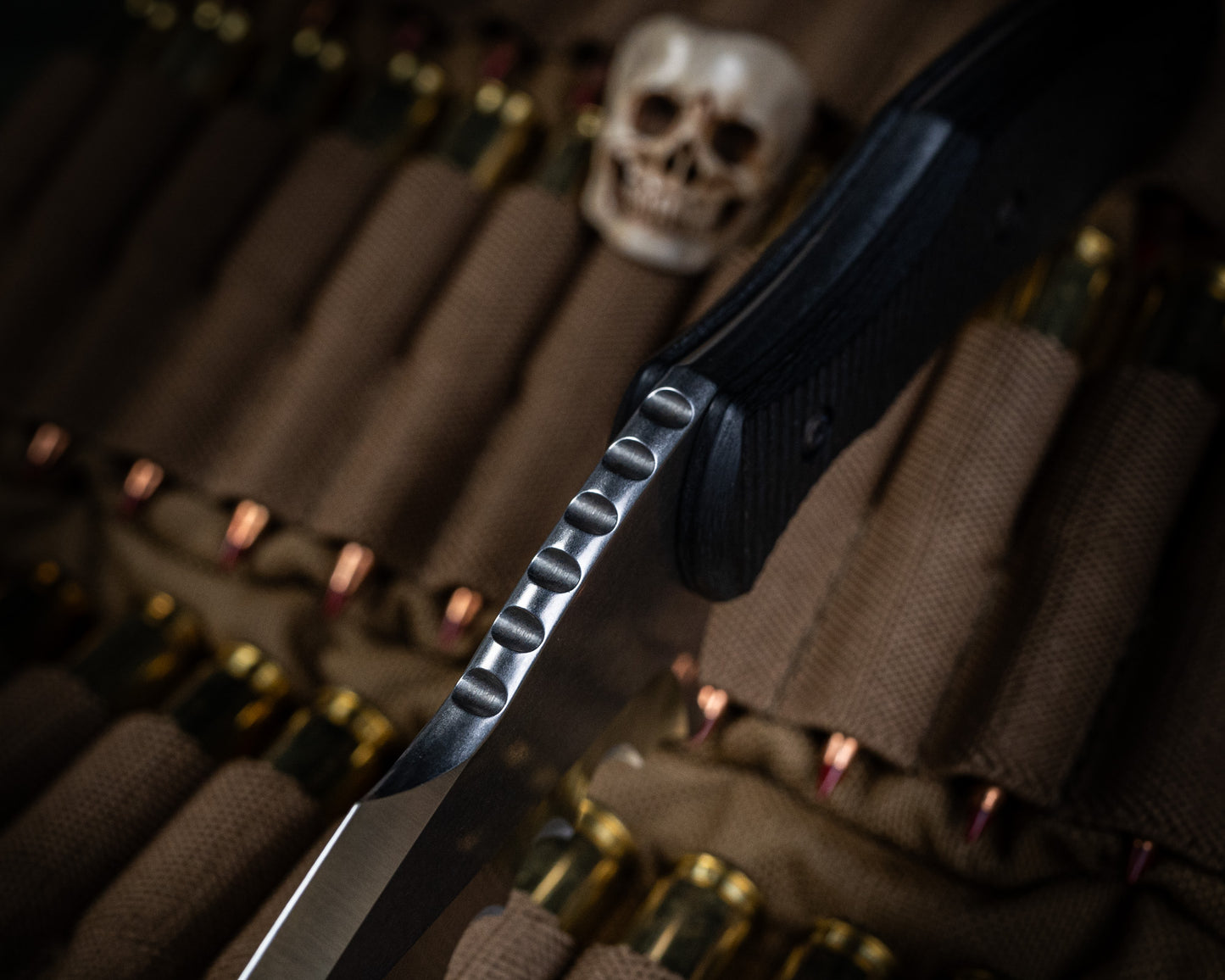 SB1 "Toothy" Fixed Blade Knife 4" Stonewash Blade w/ Carbon Fiber Handle and Black Leather Sheath