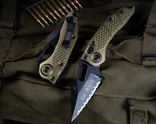 Stitch Auto Black Full Serrate OD Green 3.75" Blade
