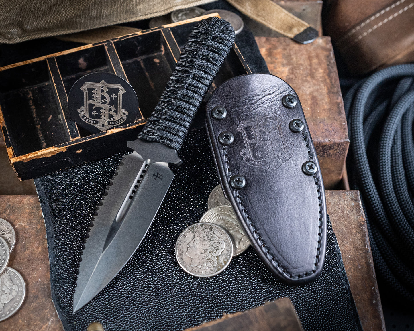 Borka Blades SBD DLC 4.4" Fixed Blade w/ Black Handles