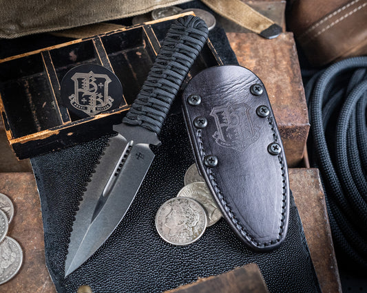 Borka Blades SBD DLC 4.4" Fixed Blade w/ Black Handles
