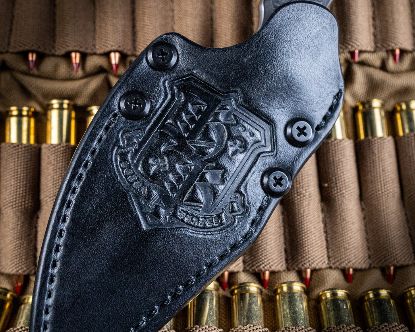 SB1 "Toothy" Fixed Blade Knife 4" Stonewash Blade w/ Carbon Fiber Handle and Black Leather Sheath