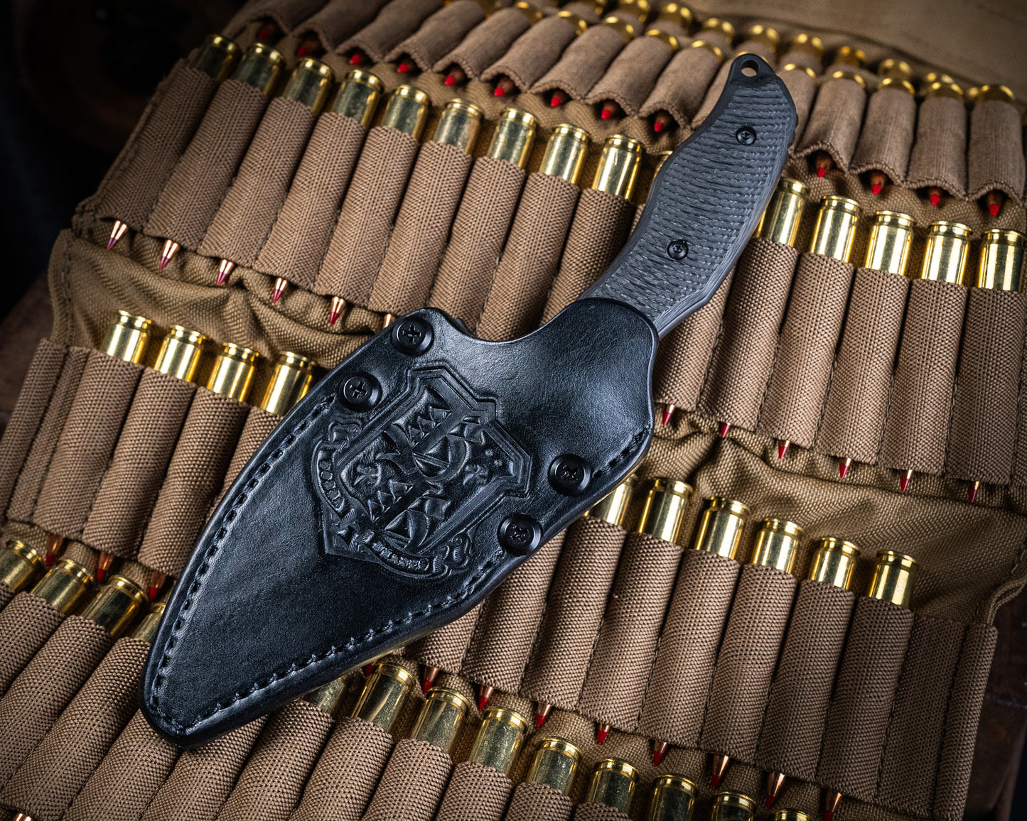 SB1 Black PVD 4" Blade w/ Carbon Fiber Handle and Black Leather Sheath