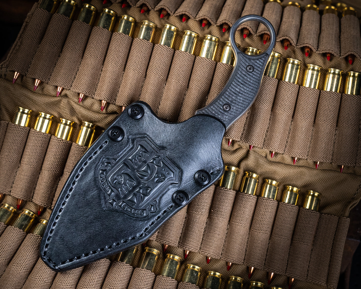 SRambit "Toothy" Fixed Blade Knife 3.6" Stonewash Blade w/ Carbon Fiber Handle and Black Leather Sheath