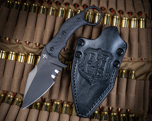 SRambit Black PVD 3.6" Blade w/ Carbon Fiber Handle and Black Leather Sheath