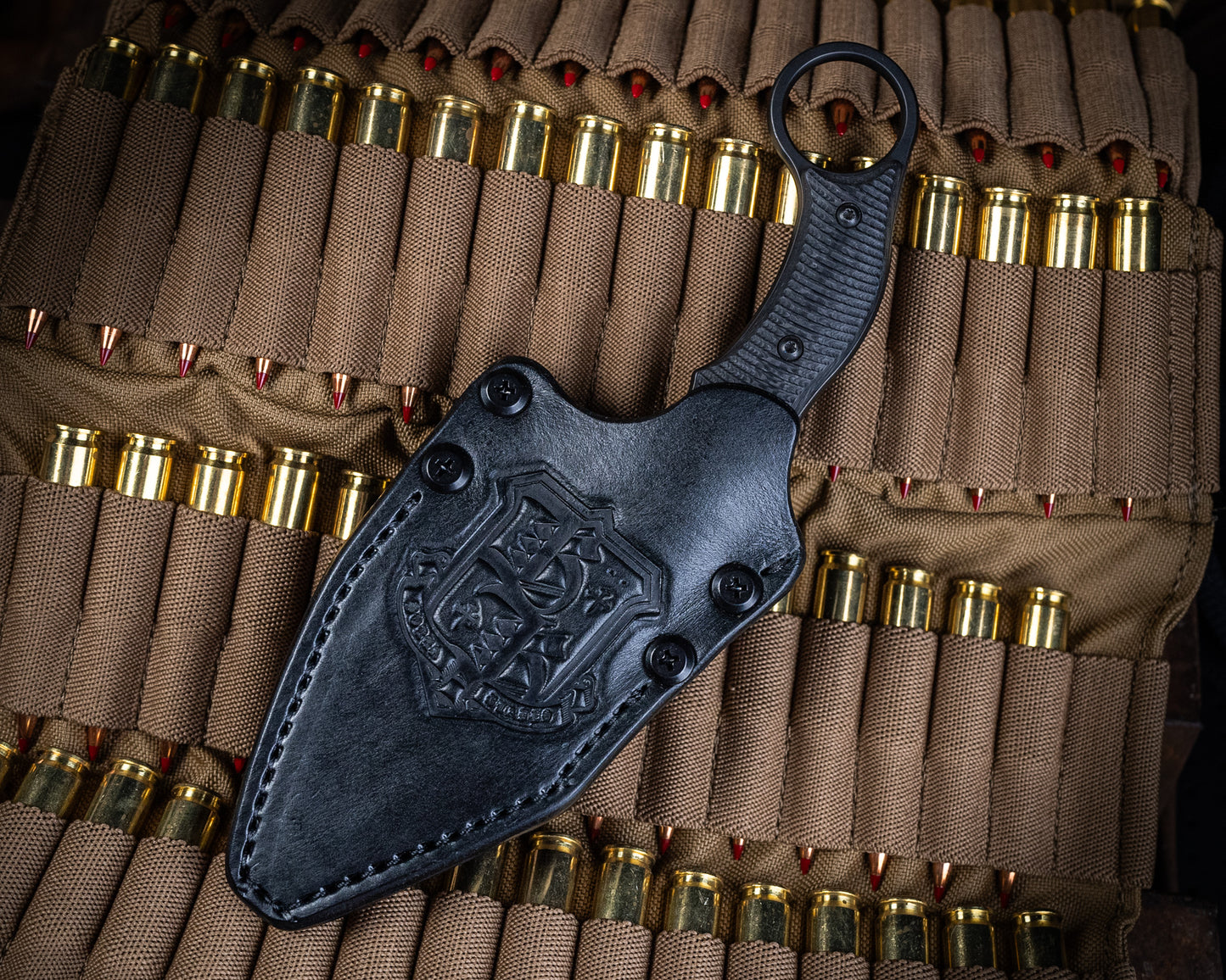 SRambit Black PVD 3.6" Blade w/ Carbon Fiber Handle and Black Leather Sheath