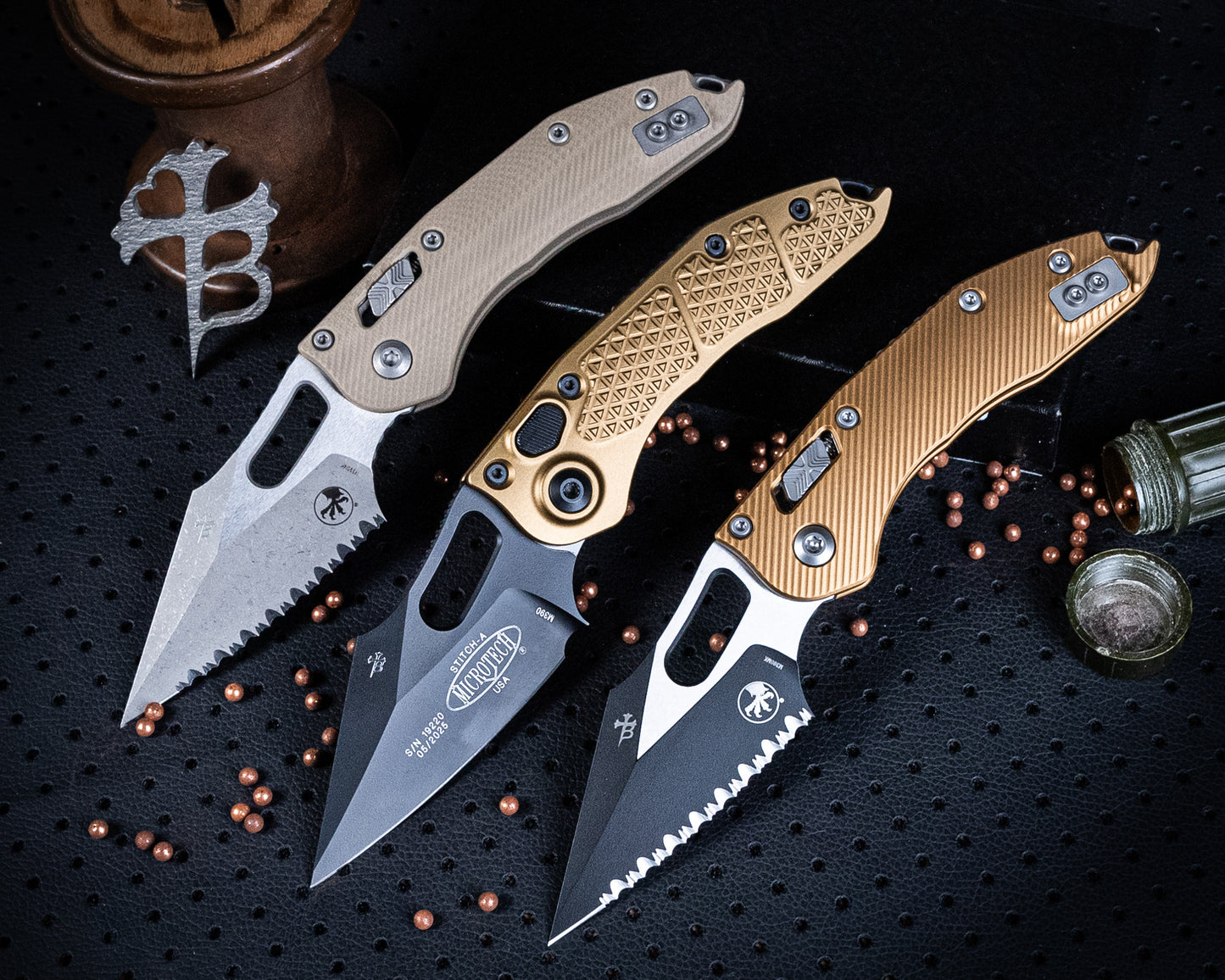 Stitch Ram-Lok 169RL-3FLTA Black Full Serrated Fluted Tan 3.75" Blade