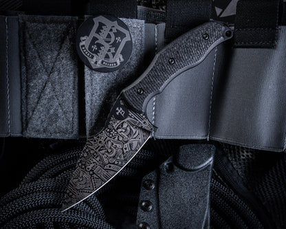 SB1 Kingsmen Black PVD 4" Blade w/ Carbon Fiber Handle