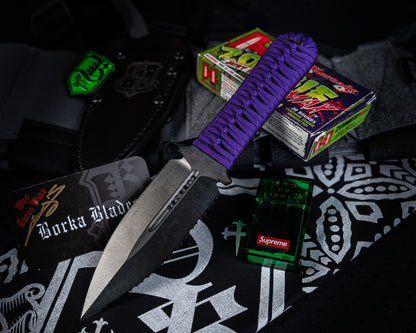 Borka Blades SBD DLC 4.4" Fixed Blade w/ Purple Handles