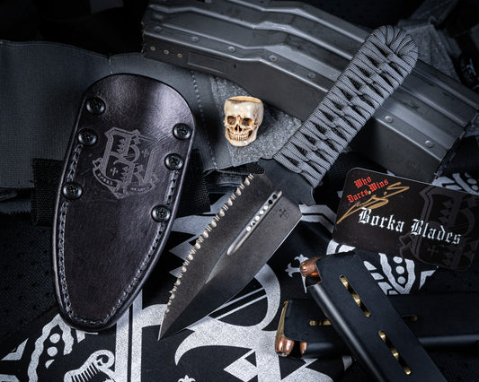 Borka Blades SBD DLC 4.4" Fixed Blade w/ Grey Handles