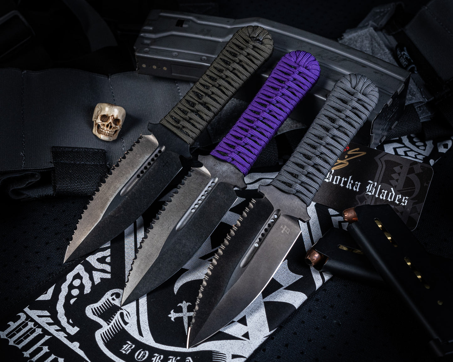 Borka Blades SBD DLC 4.4" Fixed Blade w/ Green Handles