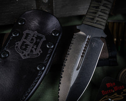 Borka Blades SBD DLC 4.4" Fixed Blade w/ Green Handles