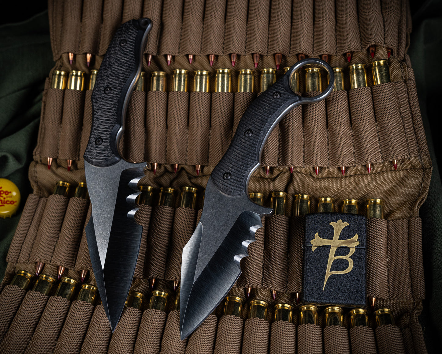 SB1 "Toothy" Fixed Blade Knife 4" Stonewash Blade w/ Carbon Fiber Handle
