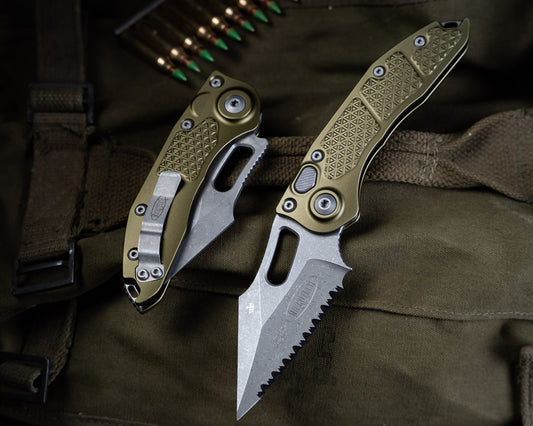 Stitch Auto Apocolyptic Full Serrate OD Green 3.75" Blade