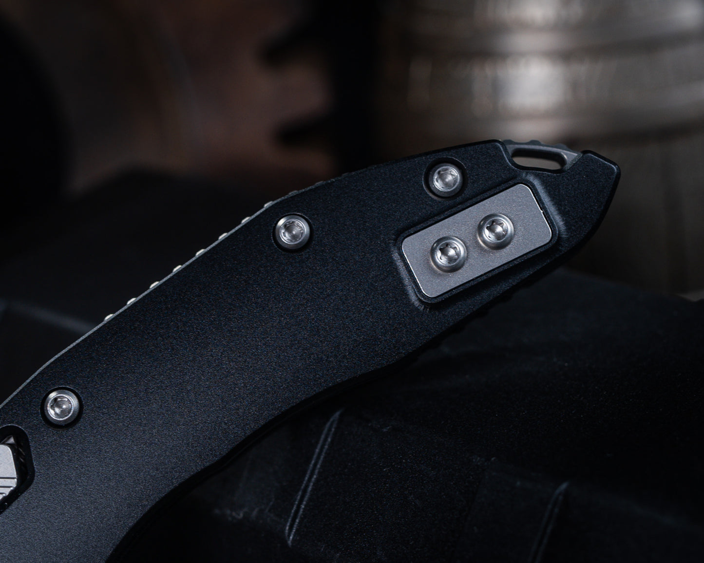 Microtech M-Stitch Ram-Lok Stonewash 3.05" Standard Blade w/ Aluminum Black Handles