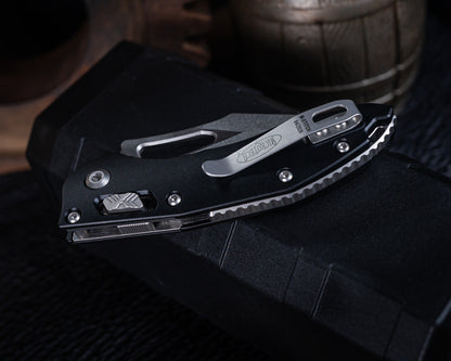 Microtech M-Stitch Ram-Lok Stonewash 3.05" Standard Blade w/ Aluminum Black Handles