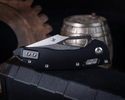 Microtech M-Stitch Ram-Lok Stonewash 3.05" Standard Blade w/ Aluminum Black Handles