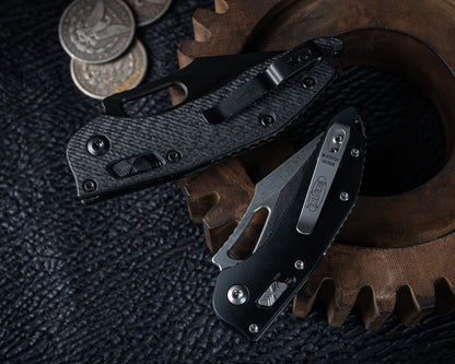 Microtech M-Stitch Ram-Lok Stonewash 3.05" Standard Blade w/ Aluminum Black Handles