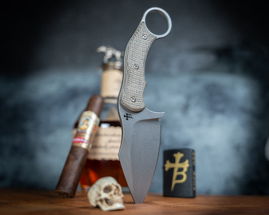 SRambit Stonewash 3.6" Blade w/ Micarta Handle