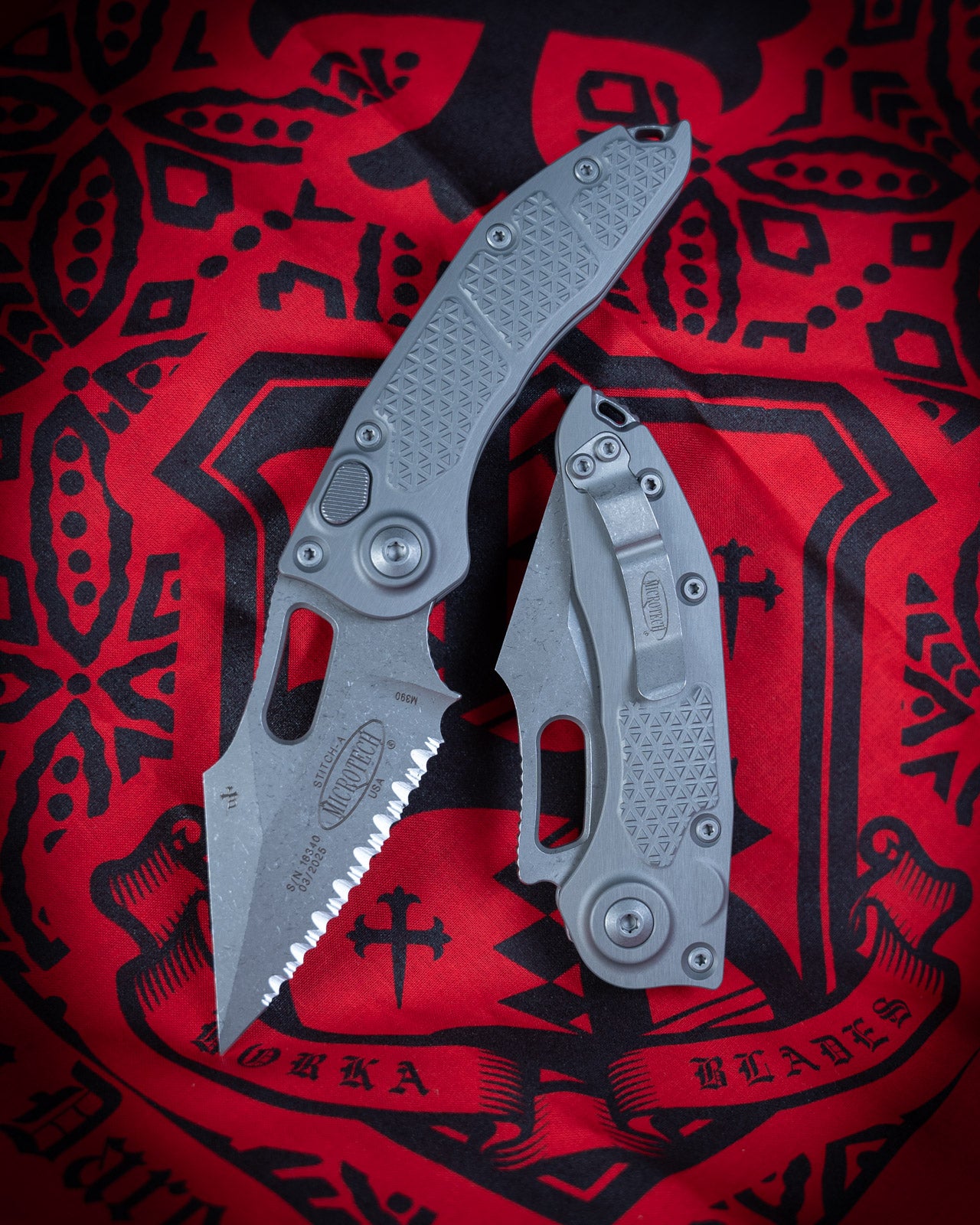 Stitch Automatic Apocalyptic Full Serrate Natural Clear Grey 3.75" Blade