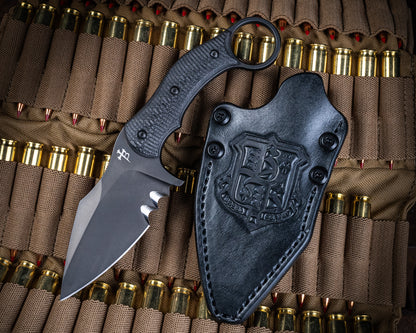SRambit Black PVD 3.6" Blade w/ Carbon Fiber Handle and Black Leather Sheath