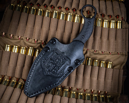SRambit Black PVD 3.6" Blade w/ Carbon Fiber Handle and Black Leather Sheath