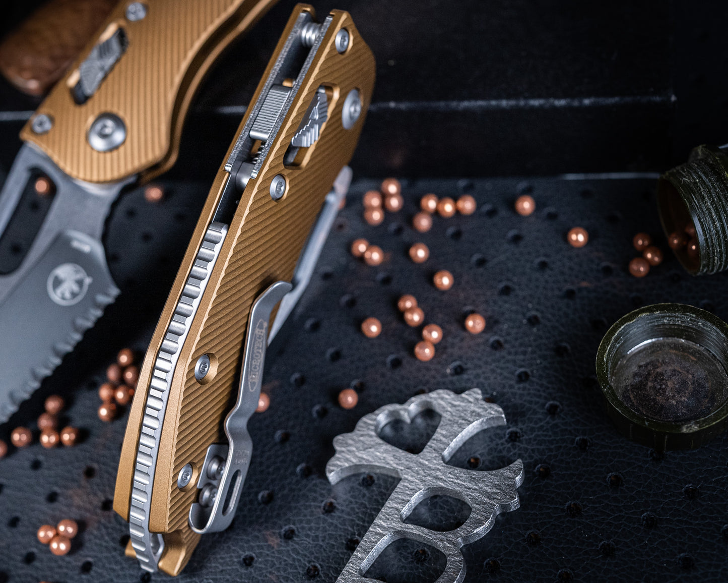 Stitch Ram-Lok 169RL-3FLTA Black Full Serrated Fluted Tan 3.75" Blade