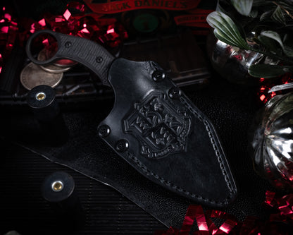 SRambit Black PVD 3.6" Blade w/ Carbon Fiber Handle & Leather Sheath