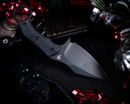 SRambit Black PVD 3.6" Blade w/ Carbon Fiber Handle & Leather Sheath