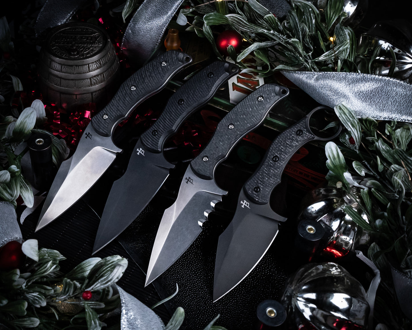 SB1 Fixed Blade Knife 4" Stonewash Blade w/ Carbon Fiber Handle (Serrations Added)