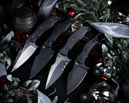 SB1 Fixed Blade Knife 4" Stonewash Blade w/ Carbon Fiber Handle (Serrations Added)