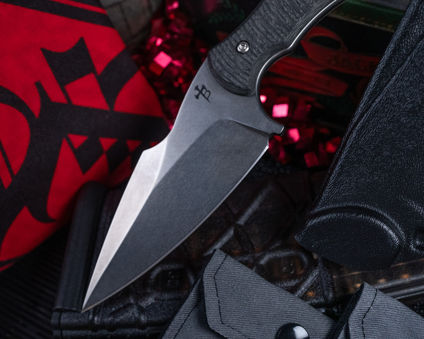 BORKA BUNDLE - SB1 Fixed Blade Knife 4" Stonewash Blade w/ Carbon Fiber Handle + More