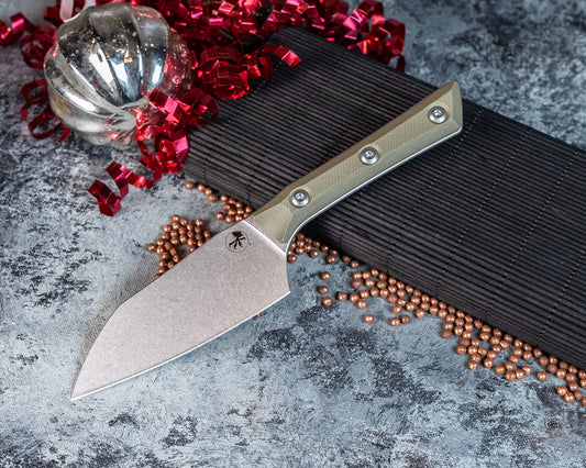 Microtech Knives 4.2" Santoku Knife Stonewash M390 OD Green G-10 (3300-10OD) - RK