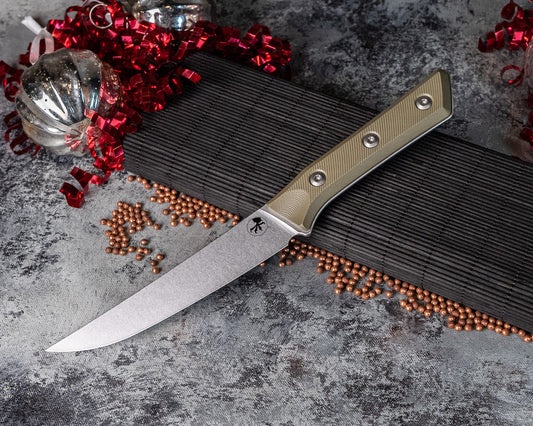 Microtech Knives 6.125" M390 Boning Knife Stonewash Standard OD Green G-10 (3100-10OD) - RK