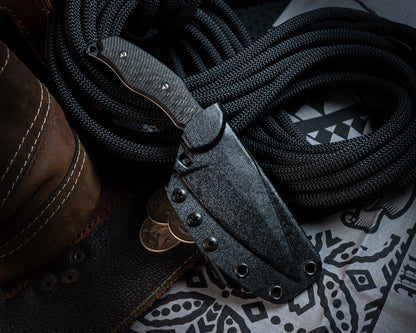 SB1 Fixed Blade Knife 4" Stonewash Blade w/ Carbon Fiber Handle
