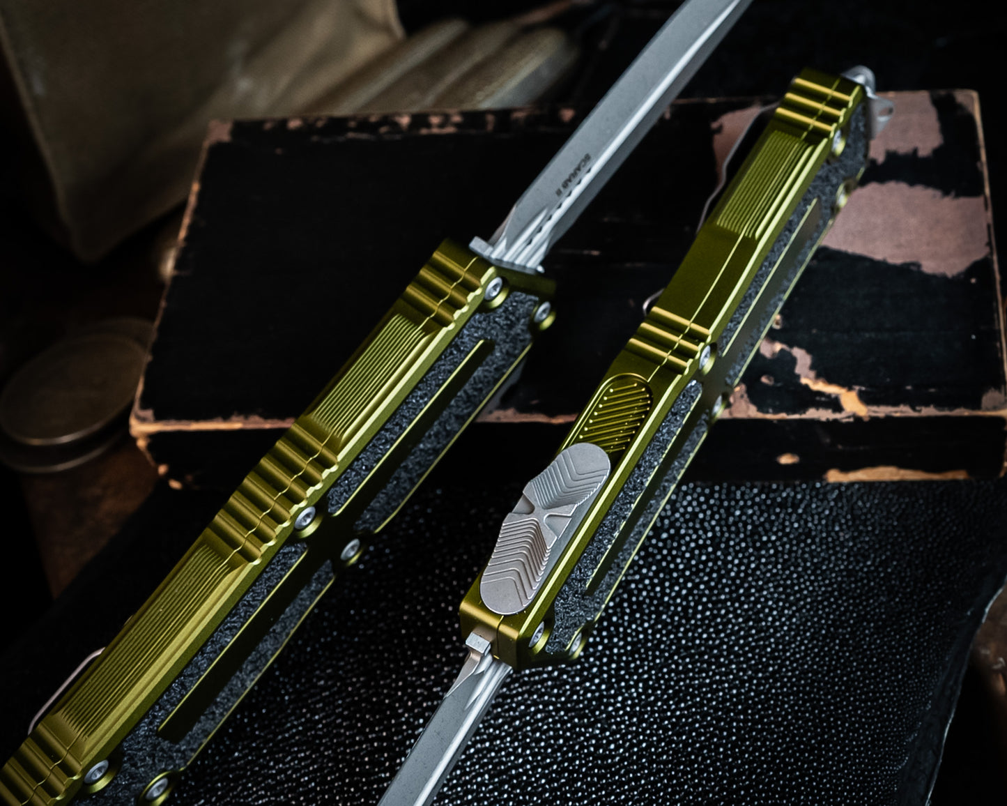Microtech Scarab II Gen III Double Edge Drop Point OD Green Apocalyptic Standard