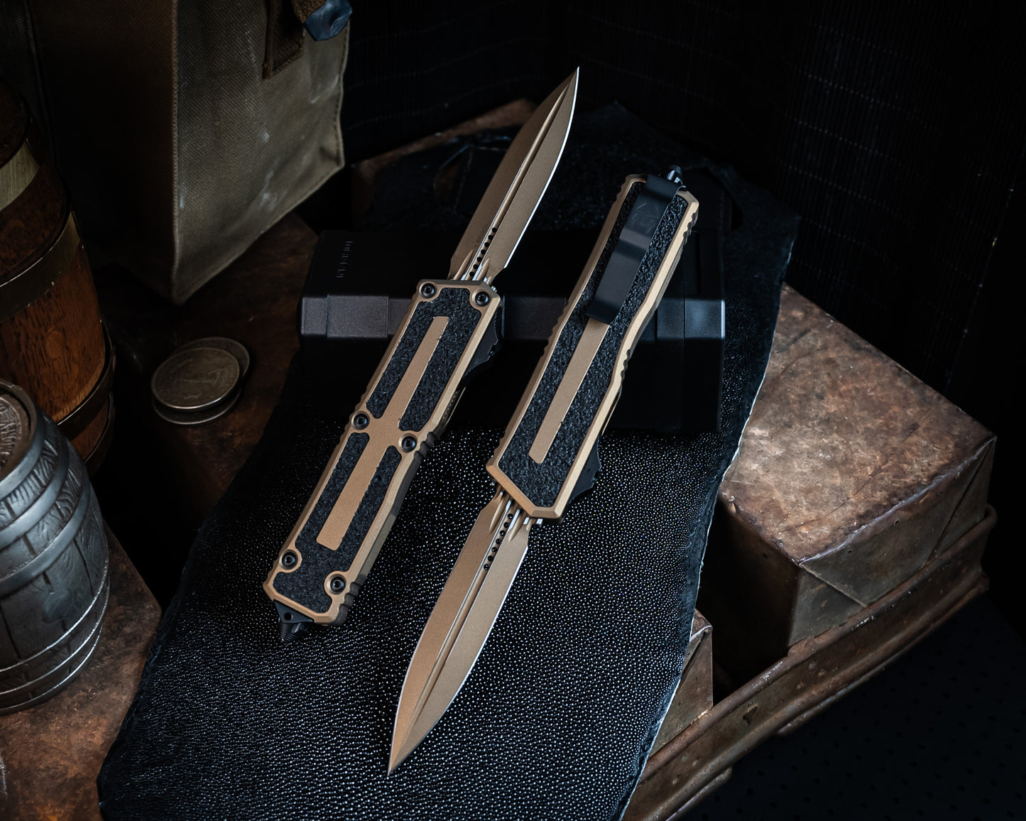 Microtech Scarab II Double Edge Gen III Cerakote Burnt Bronze Standard