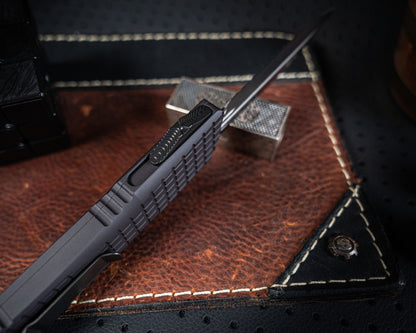 Microtech Combat Troodon D/E Delta Frag 142-3CT-DSK Fluted DLC Full Serrated DLC Hardware Nickel Boron Internals Signature Series - RK