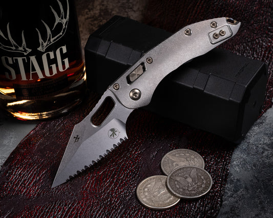 Marfione Select Stitch Ram-Lok Full Serrated Stonewash Finish Slab Side Titanium