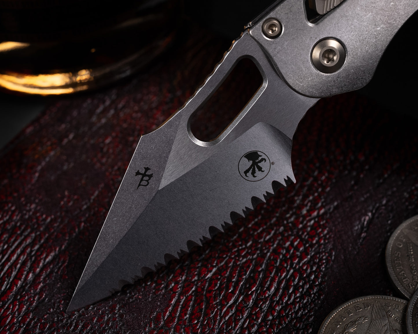 Marfione Select Stitch Ram-Lok Full Serrated Stonewash Finish Slab Side Titanium