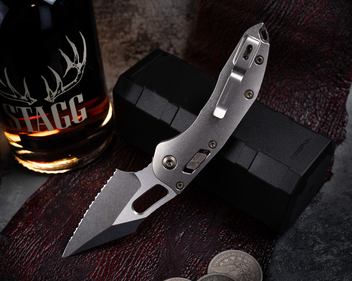 Marfione Select Stitch Ram-Lok Full Serrated Stonewash Finish Slab Side Titanium