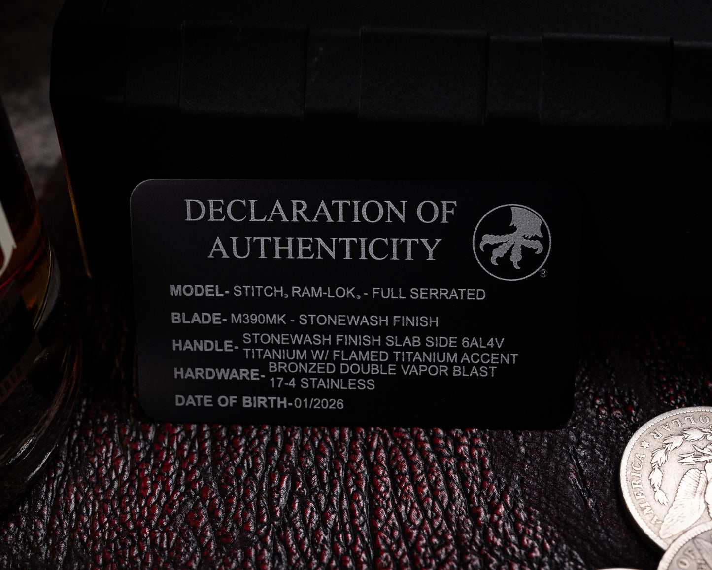 Marfione Select Stitch Ram-Lok Full Serrated Stonewash Finish Slab Side Titanium