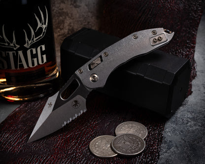 Marfione Select Stitch Ram-Lok Partial Serrated Stonewash Finish Stonewash finish Slab Side Titanium