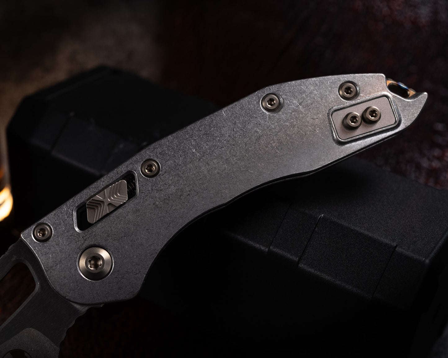 Marfione Select Stitch Ram-Lok Partial Serrated Stonewash Finish Stonewash finish Slab Side Titanium