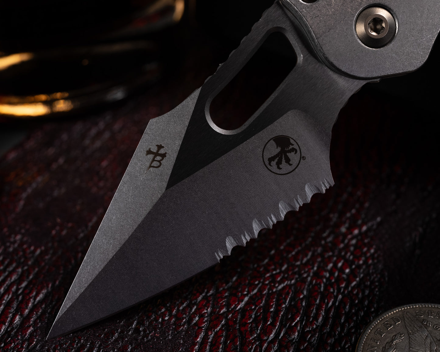 Marfione Select Stitch Ram-Lok Partial Serrated Stonewash Finish Stonewash finish Slab Side Titanium