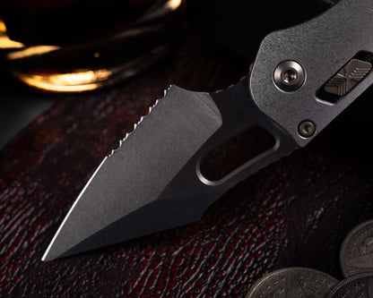 Marfione Select Stitch Ram-Lok Partial Serrated Stonewash Finish Stonewash finish Slab Side Titanium