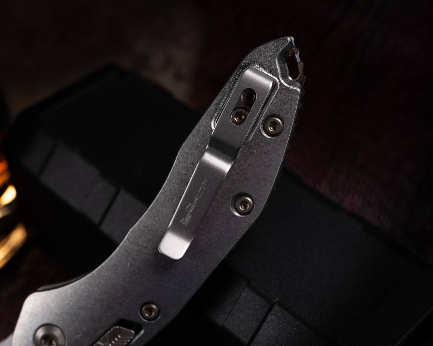 Marfione Select Stitch Ram-Lok Partial Serrated Stonewash Finish Stonewash finish Slab Side Titanium