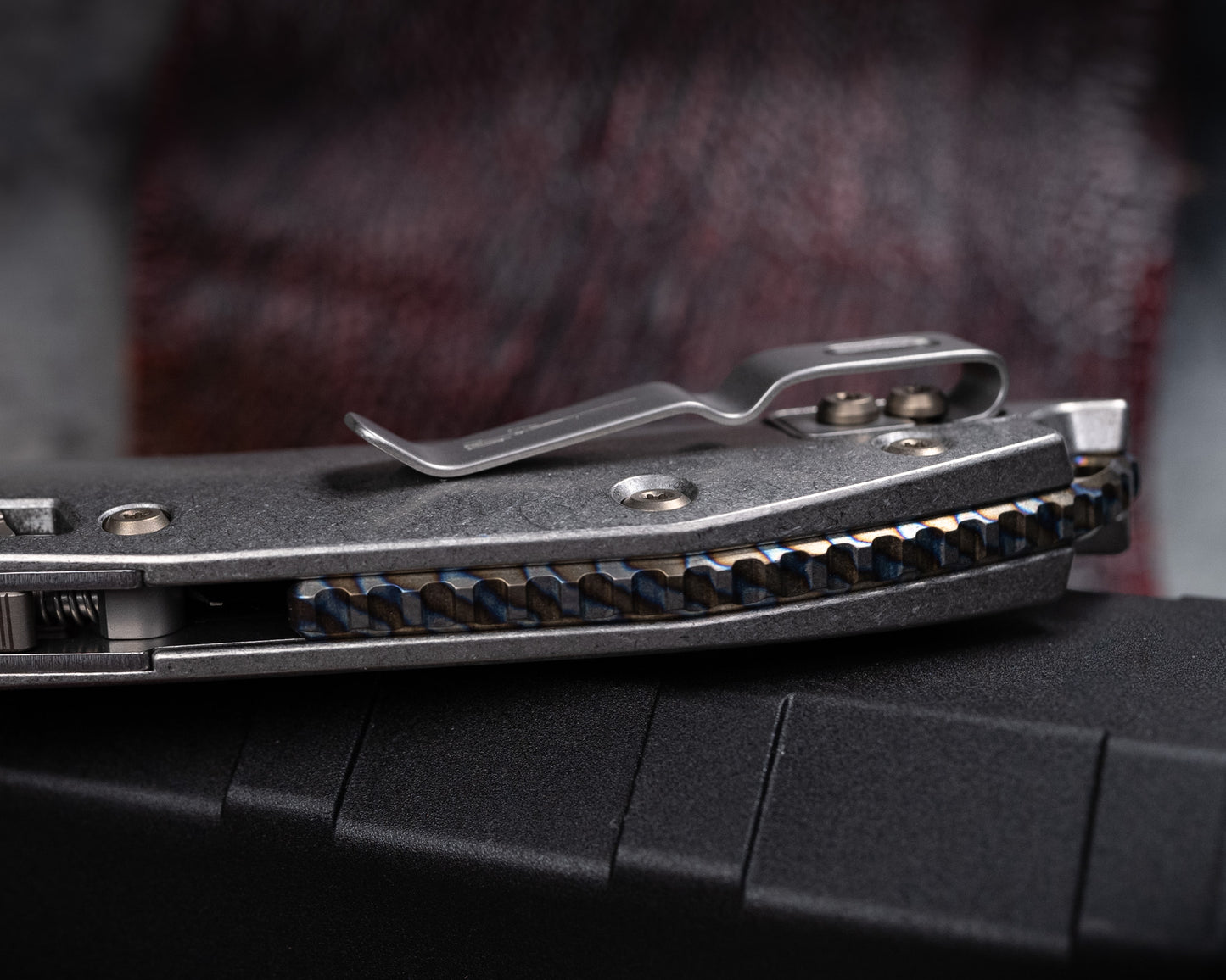 Marfione Select Stitch Ram-Lok Partial Serrated Stonewash Finish Stonewash finish Slab Side Titanium