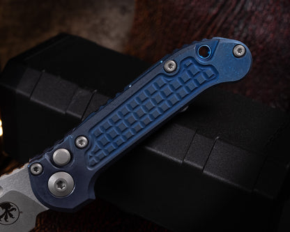 Marfione Select LUDT Tanto Edge Apocalyptic Finish Antique Blue Anodized Frag Pattern Titanium